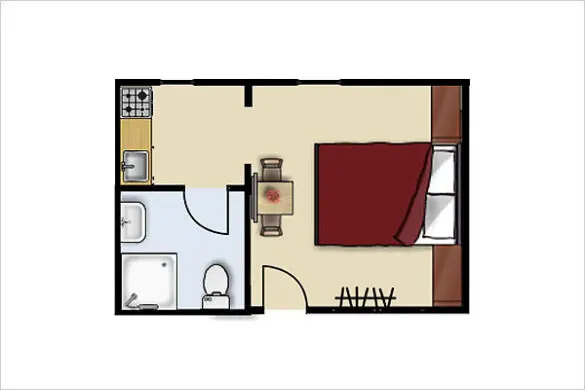 Grundriss - Studio 102, Studio in Obertauern, Apparthotel Kirchgasser Grundriss - Studio 102, Studio in Obertauern, Apparthotel Kirchgasser