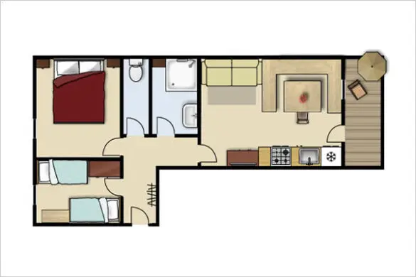 Grundriss - Almrose, Ferienwohnung in Obertauern, Apparthotel Kirchgasser