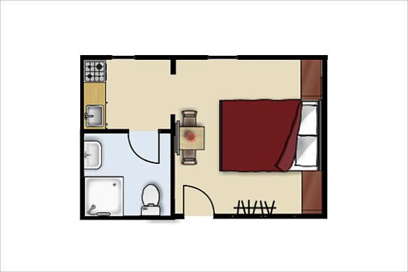 Grundriss - Studio 102, Studio in Obertauern, Apparthotel Kirchgasser