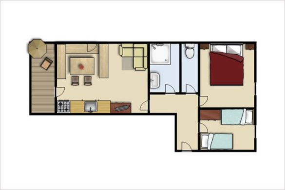 Grundriss Schlüsselblume - Ferienwohnung in Obertauern, Apparthotel Kirchgasser