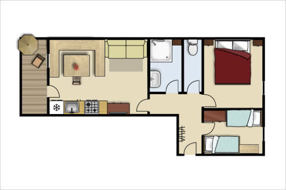 Grundriss - Schlüsselblume, Ferienwohnung in Obertauern, Apparthotel Kirchgasser